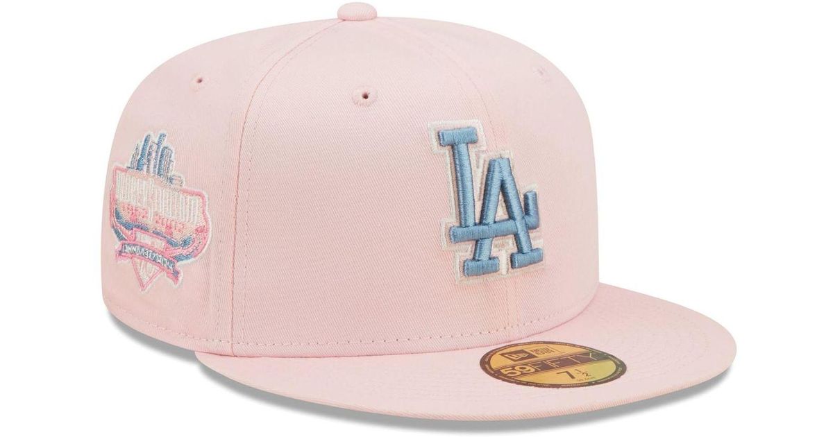 KTZ Pink And Sky Blue Los Angeles Dodgers Dodger Stadium 40th Anniversary  Undervisor 59fifty Fitted Hat for Men