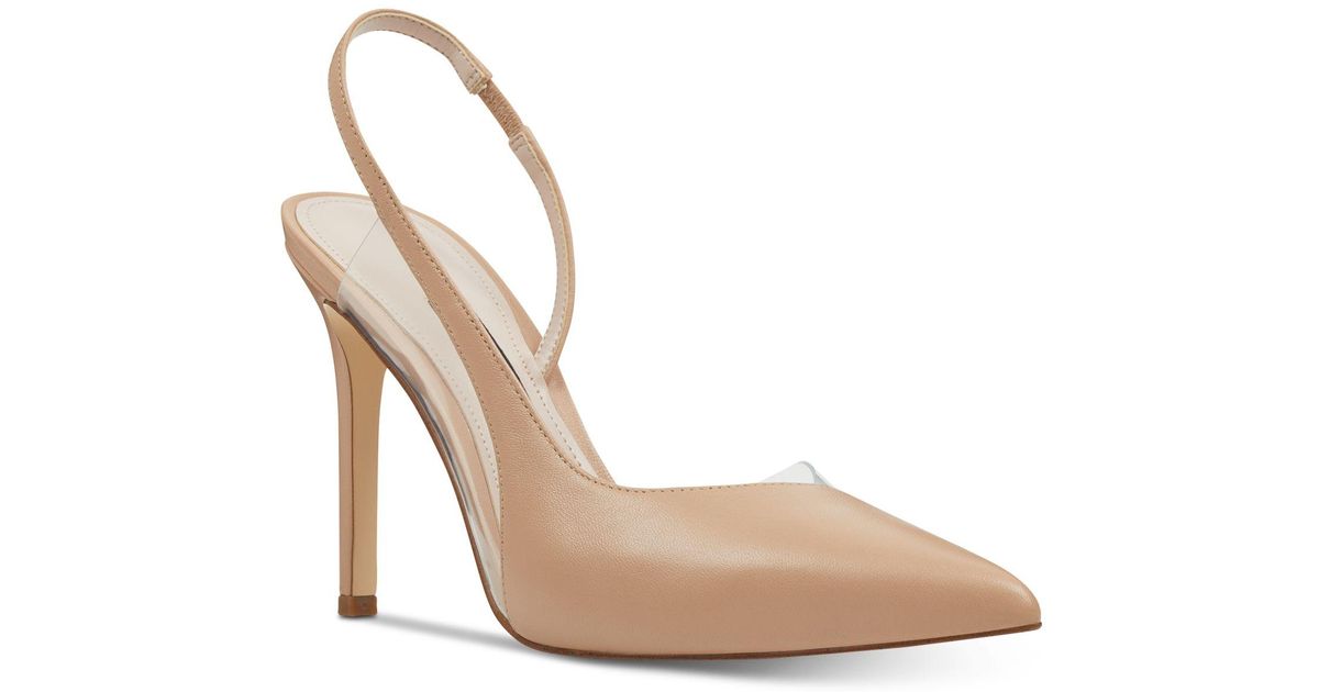 nine west toffee vinyl slingback pumps