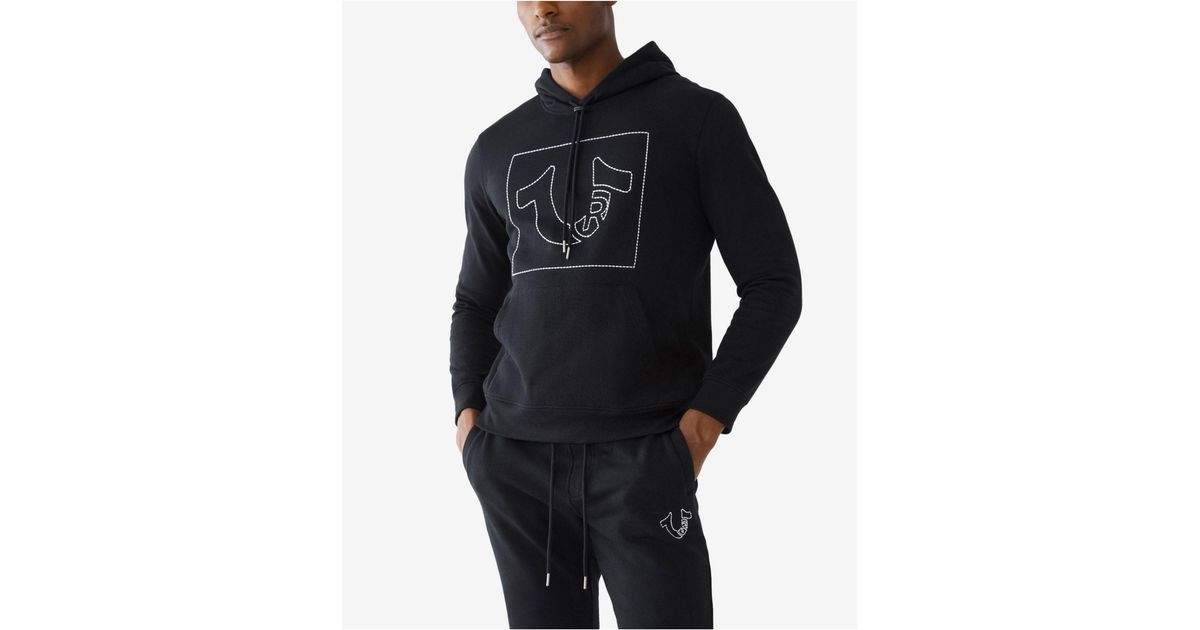 True Religion Cotton Stitch Pullover Hoodie in Black for Men Lyst