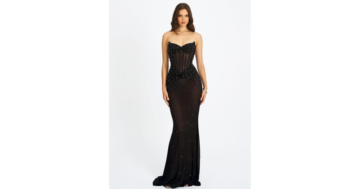 miss circle crystal sleeveless corset mermaid maxi dress Miss Circle Women Fatima Green Crystal Sleeveless Corset Mermaid Maxi Dress
