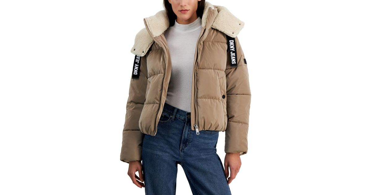 Dkny crane print logo shop padded jacket