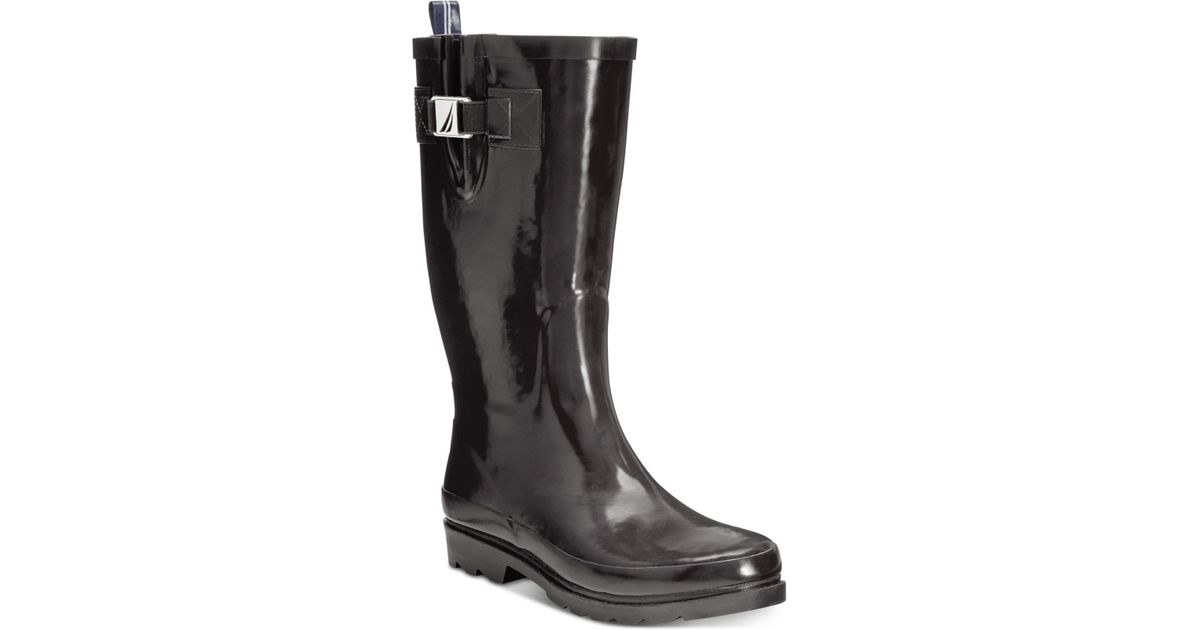 nautica black rain boots