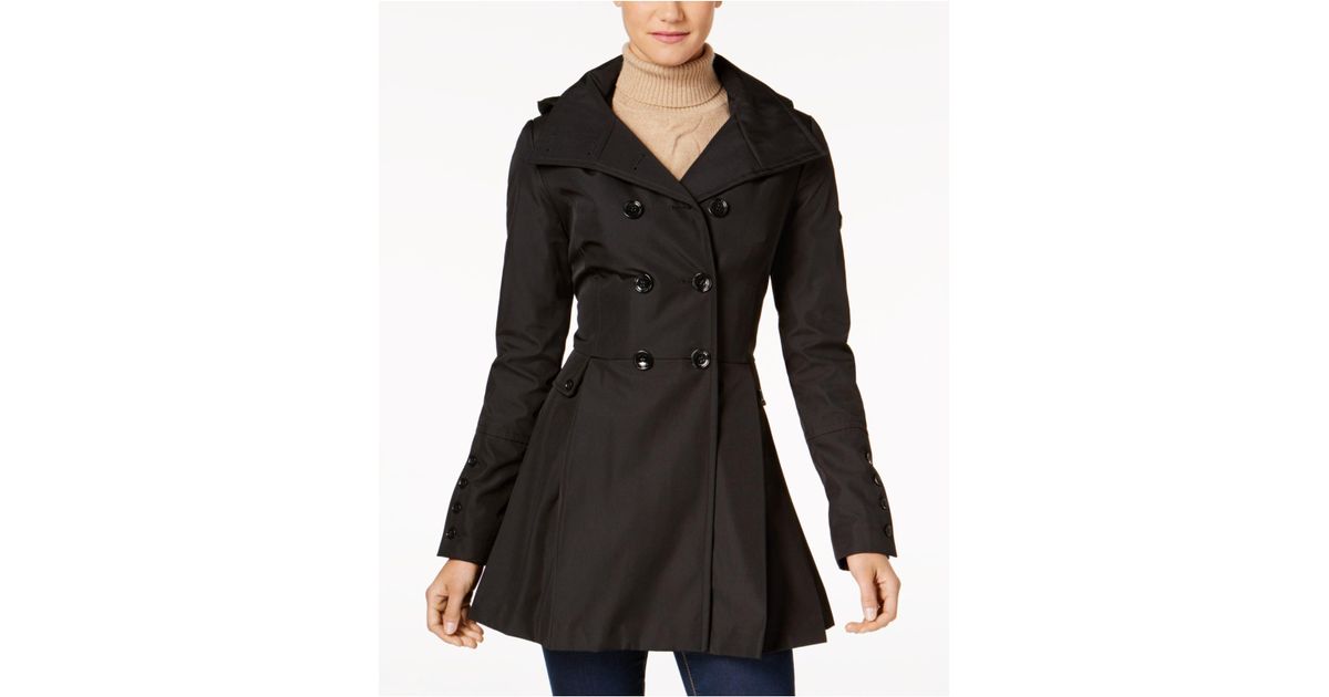 CALVIN KLEIN 205W39NYC Skirted Hooded Raincoat in Black | Lyst