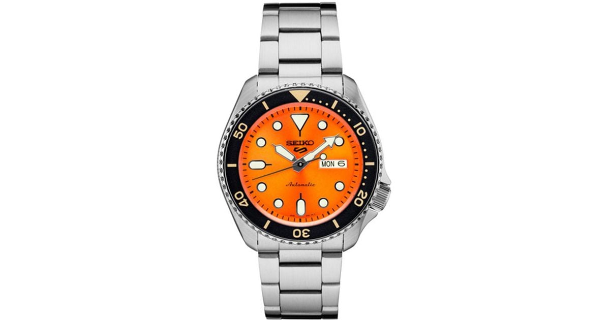 ventil audition Undervisning Seiko Automatic Stainless Steel Bracelet Watch 40mm in Orange for Men | Lyst