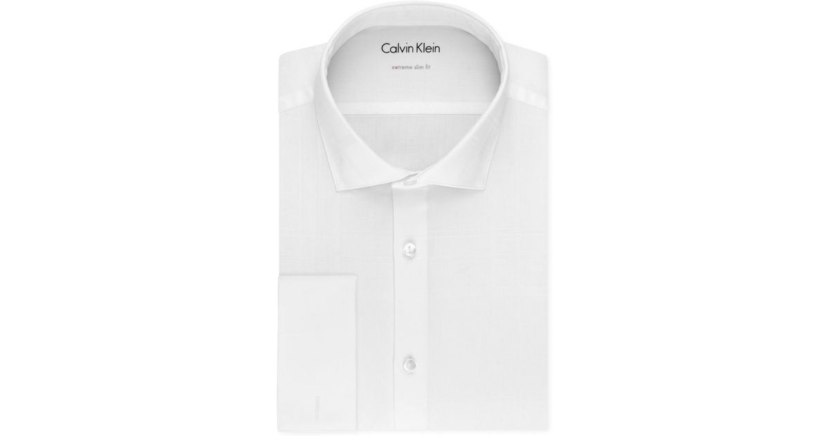 Calvin Klein X Men’s Extra Slim-fit French Cuff Tuxedo Shirt in White