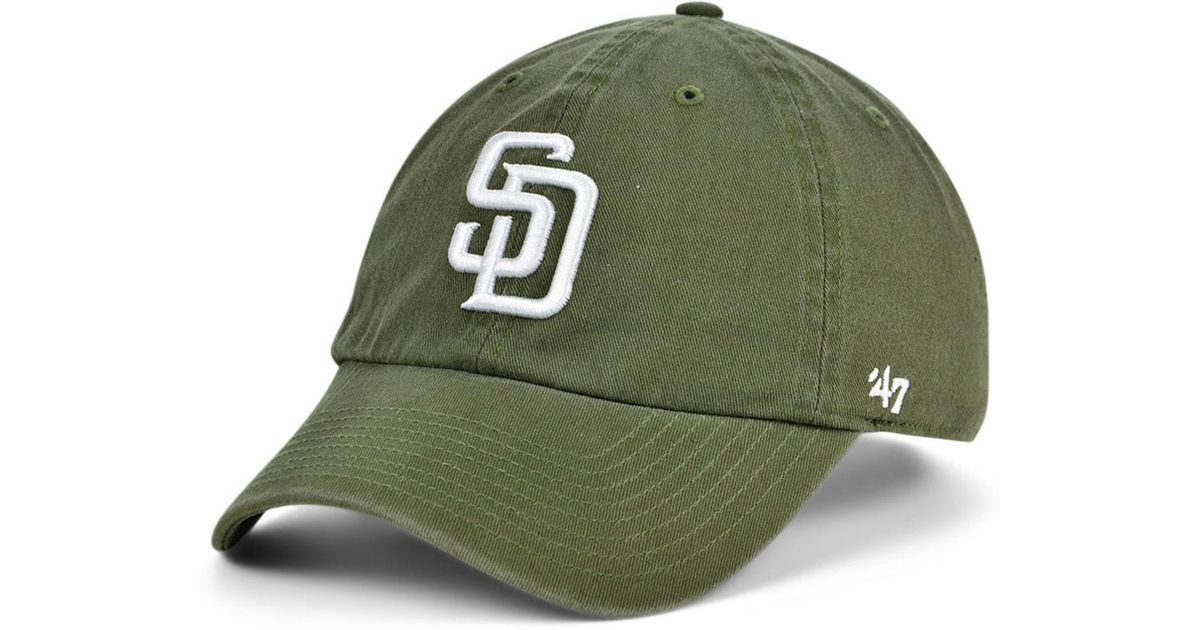 47 Brand San Diego Padres Olive White Clean Up Cap in Green for Men | Lyst