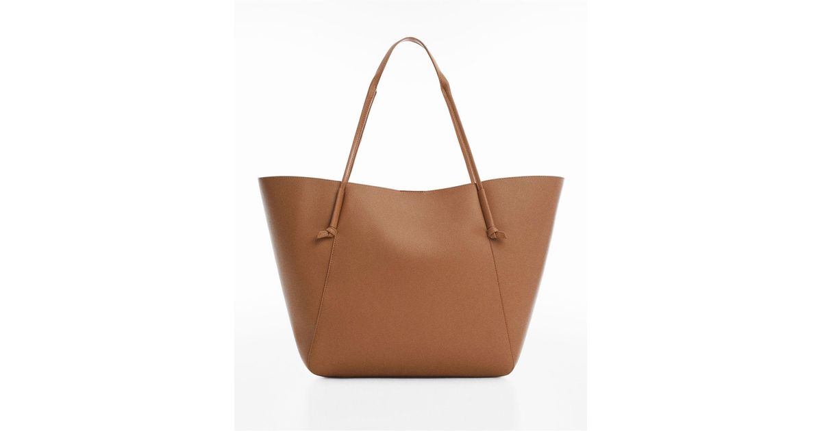 Mango Knot Handle Shopper Bag in Brown | Lyst