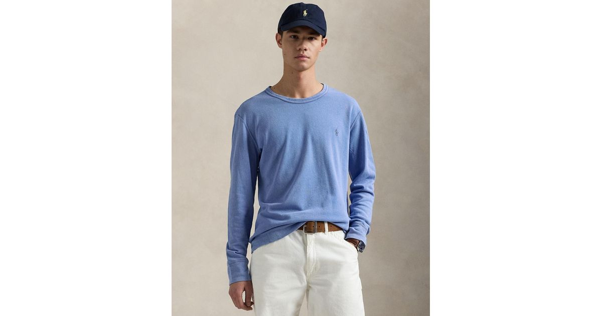 【POLO RALPH LAUREN】COTTON TERRY CREWNECKスウェット Polo Ralph Lauren Cotton Terry Crewneck Sweatshirt in Blue