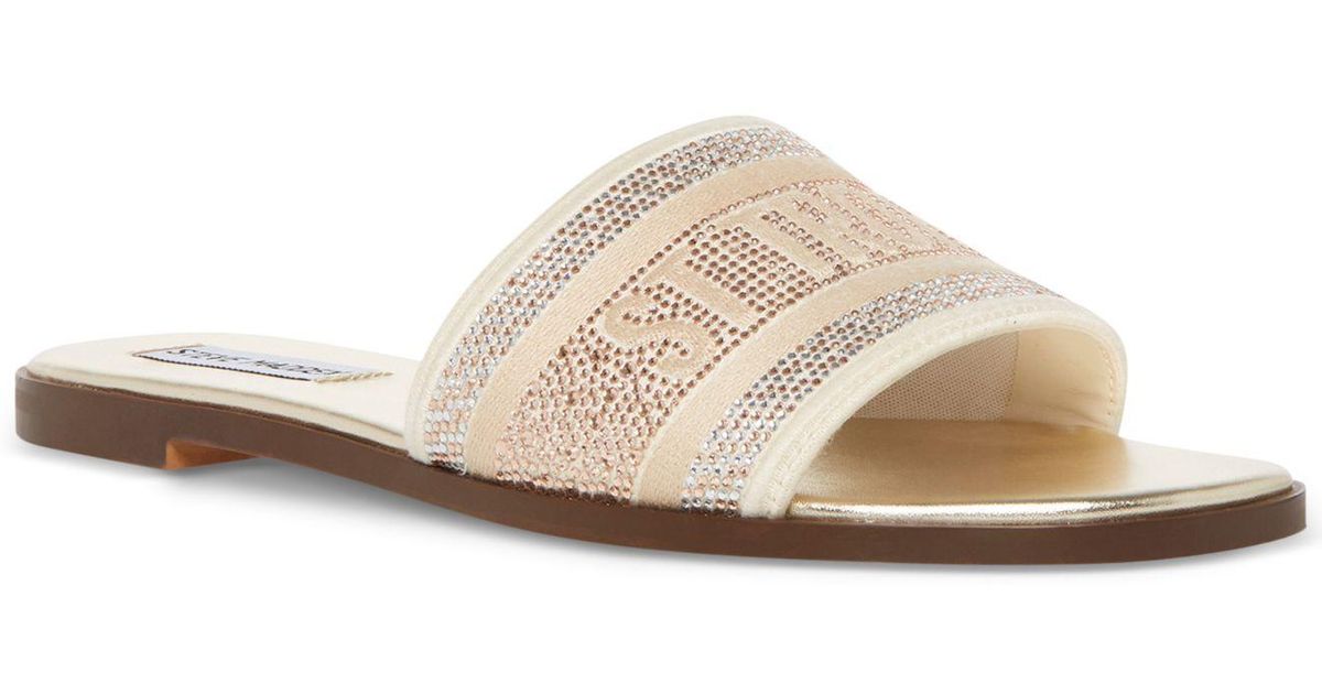 Steve Madden Knox Rhinestone Destination Slide Sandals in White Lyst