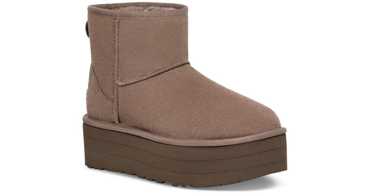 UGG Classic Mini Warm-lined Platform Booties in Brown | Lyst