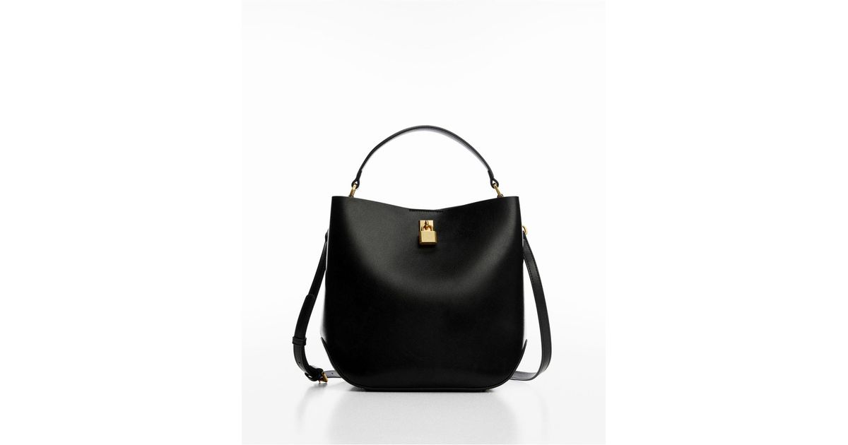 Mango Padlock Shopper Bag in Black | Lyst