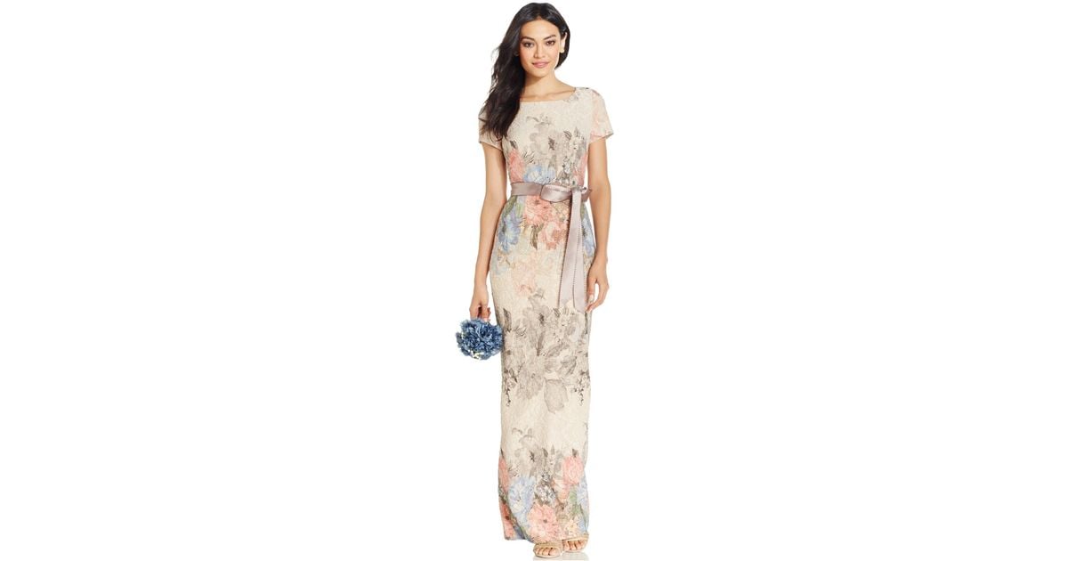 Adrianna Papell PRINTED STRAP CASCADE GOWN - Vestito lungo - green