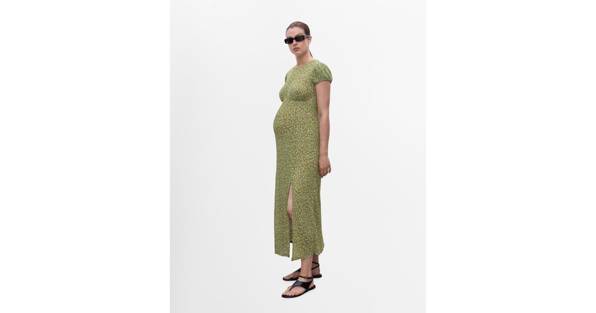 Mango Floral-print Maternity Dress in Green | Lyst