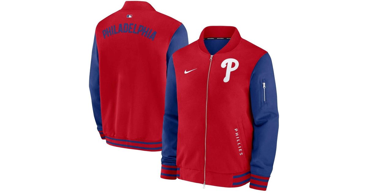 Nike Red/royal Philadelphia Phillies Authentic Collection Dugout Full ...