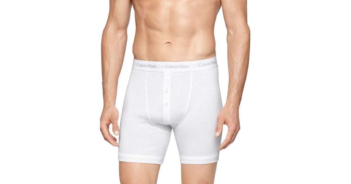 Calvin Klein Button-fly Boxer Briefs, 3 Pack Nb1120 in White for