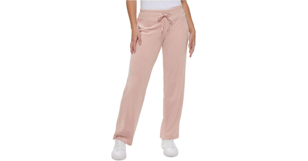 Calvin Klein Synthetic Wide Leg Velour Pants in Blush (Pink) | Lyst