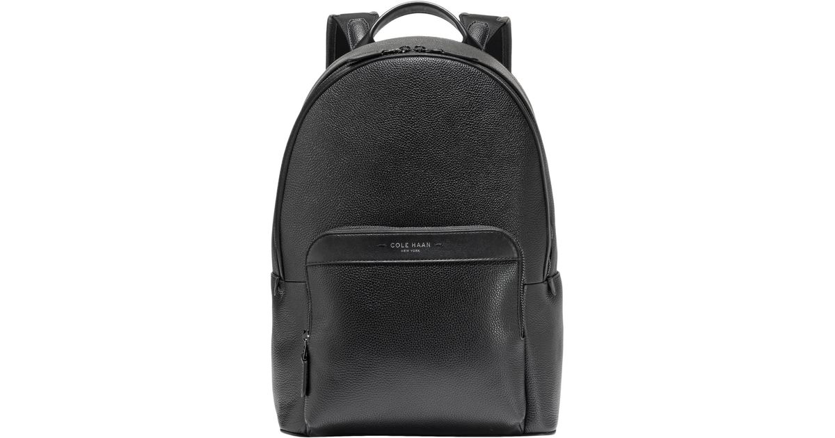 Cole Haan Damon Leather Backpack in Black for Men | Lyst