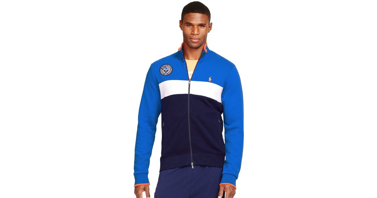 Lyst Polo Ralph Lauren Us Open Color Blocked Fleece Track Jacket Lyst Polo Ralph Lauren Us Open Color Blocked Fleece Track Jacket In Blue For Men