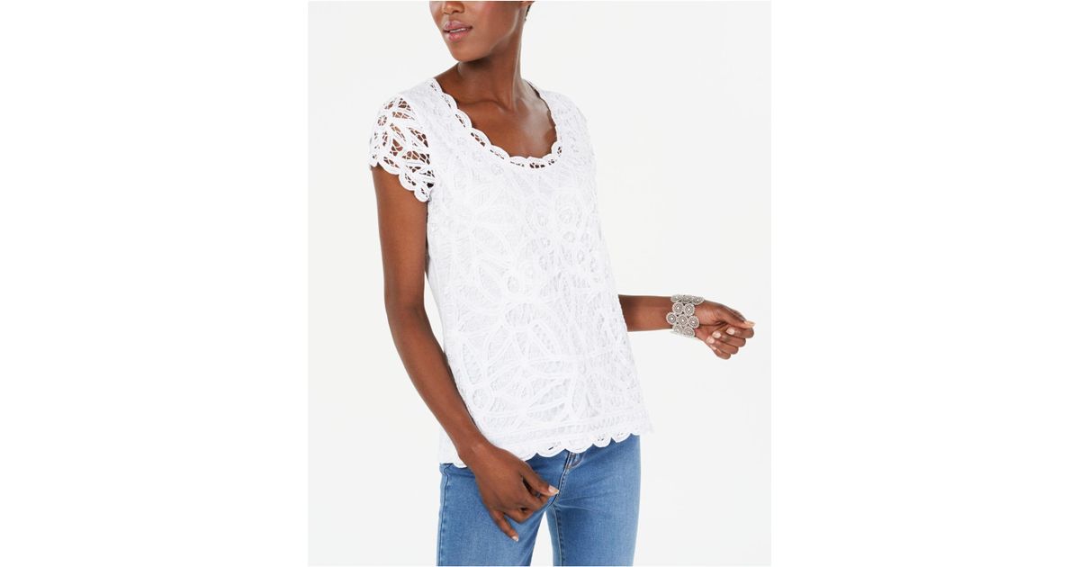 macy's white lace top