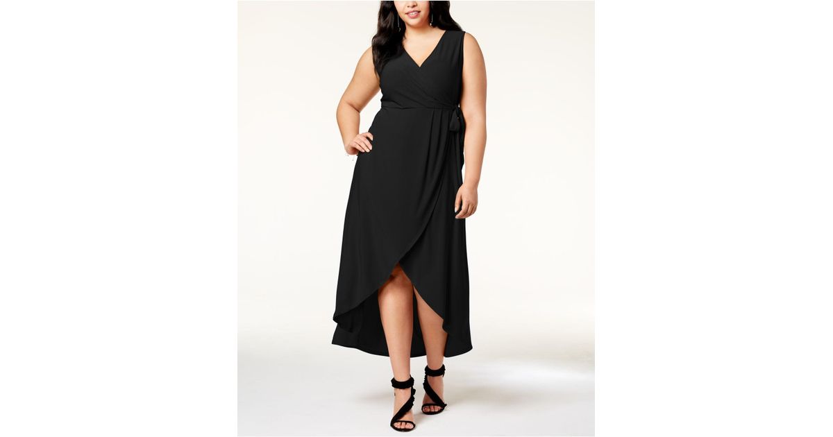 plus size faux wrap maxi dress