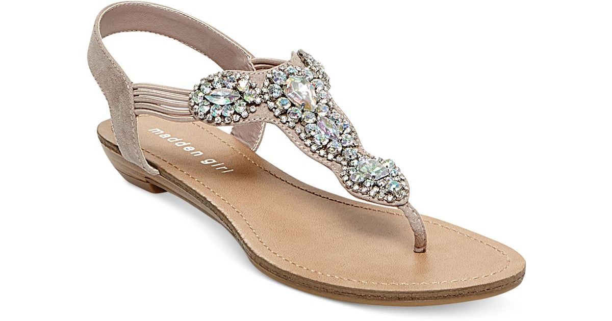 Madden Girl Tuzzie Tstrap Jeweled Sandals in Pink Lyst