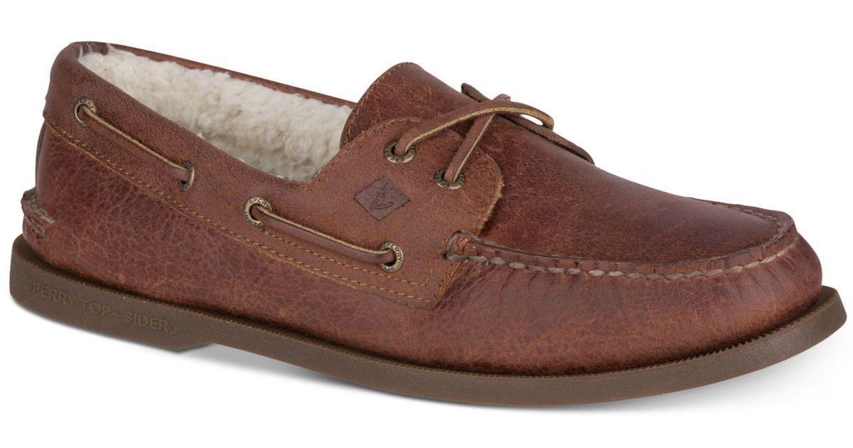 Sperry Top-Sider Men's A/o 2-eye Faux-fur Lined Boat Shoes in Brown for ...