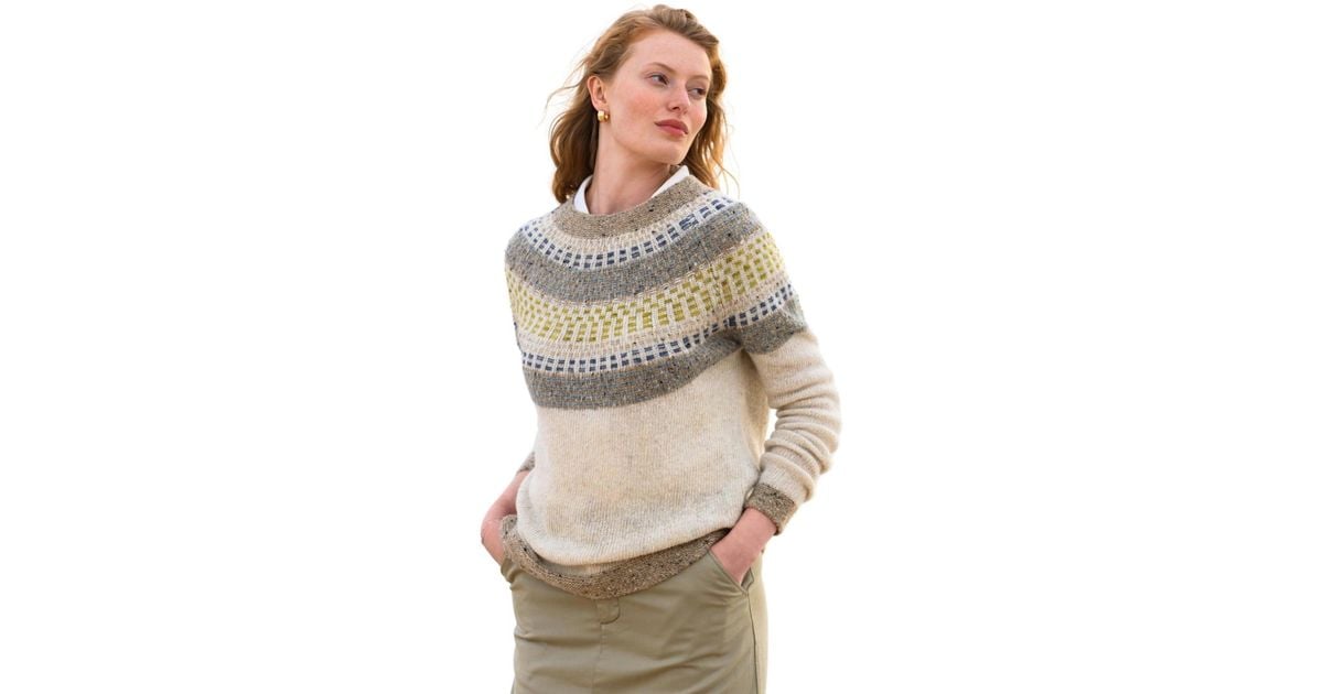 Celtic & Co. Float Stitch Yoke Donegal Sweater in Gray | Lyst