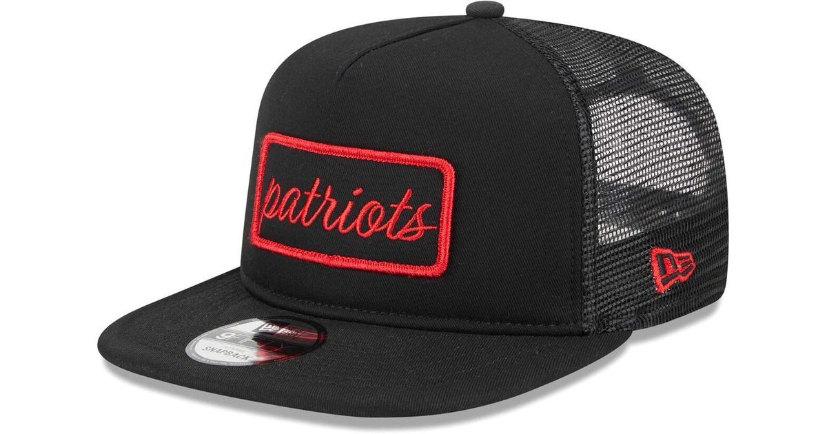 KTZ New England Patriots Forum Trucker 9fifty Snapback Hat in Black for Men  | Lyst