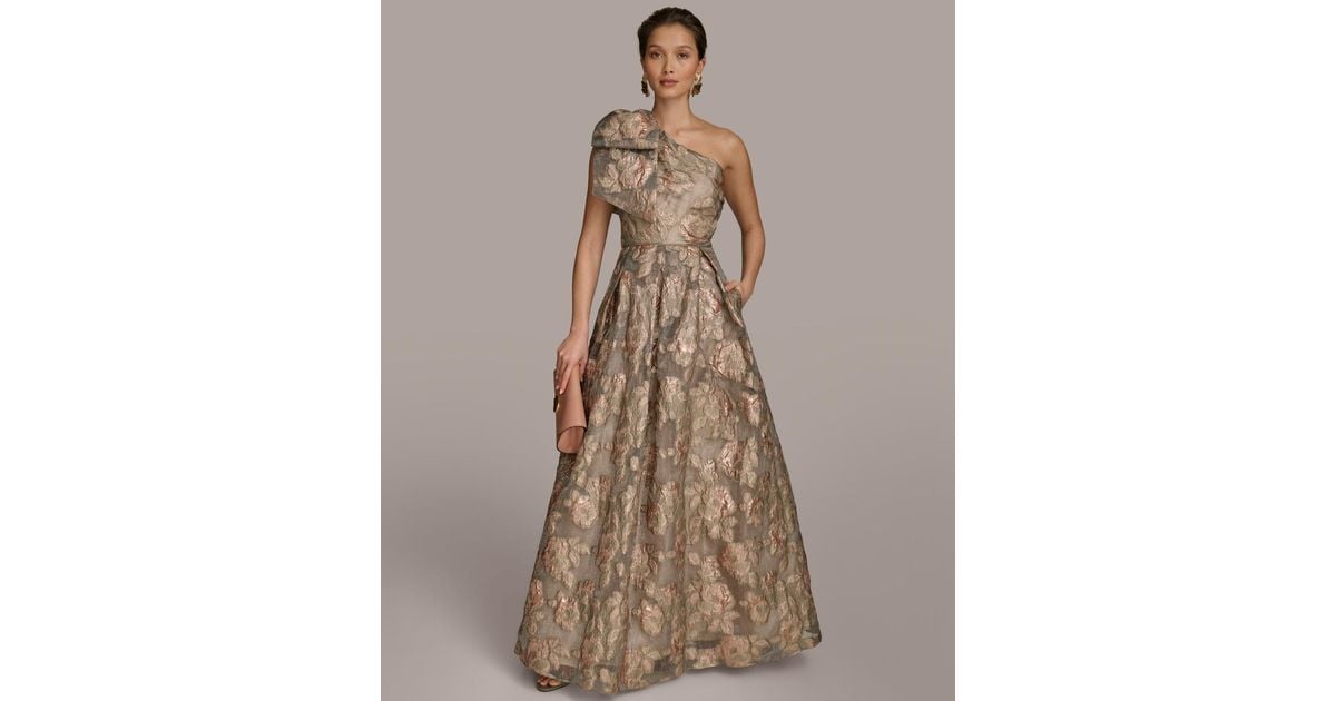 Donna Karan アシンメトリーワンピース Gold Trimmed One Shoulder Sheath Dress | Donna Karan