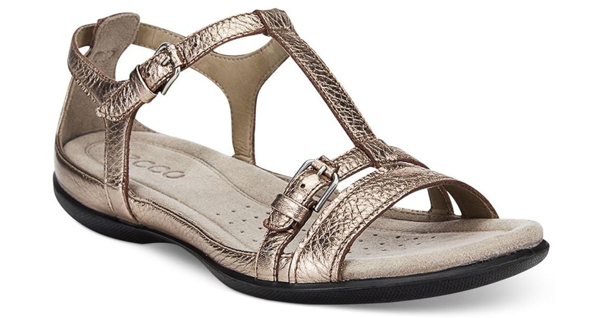 Ecco Women's Flash T-strap Sandals in Metallic | Lyst