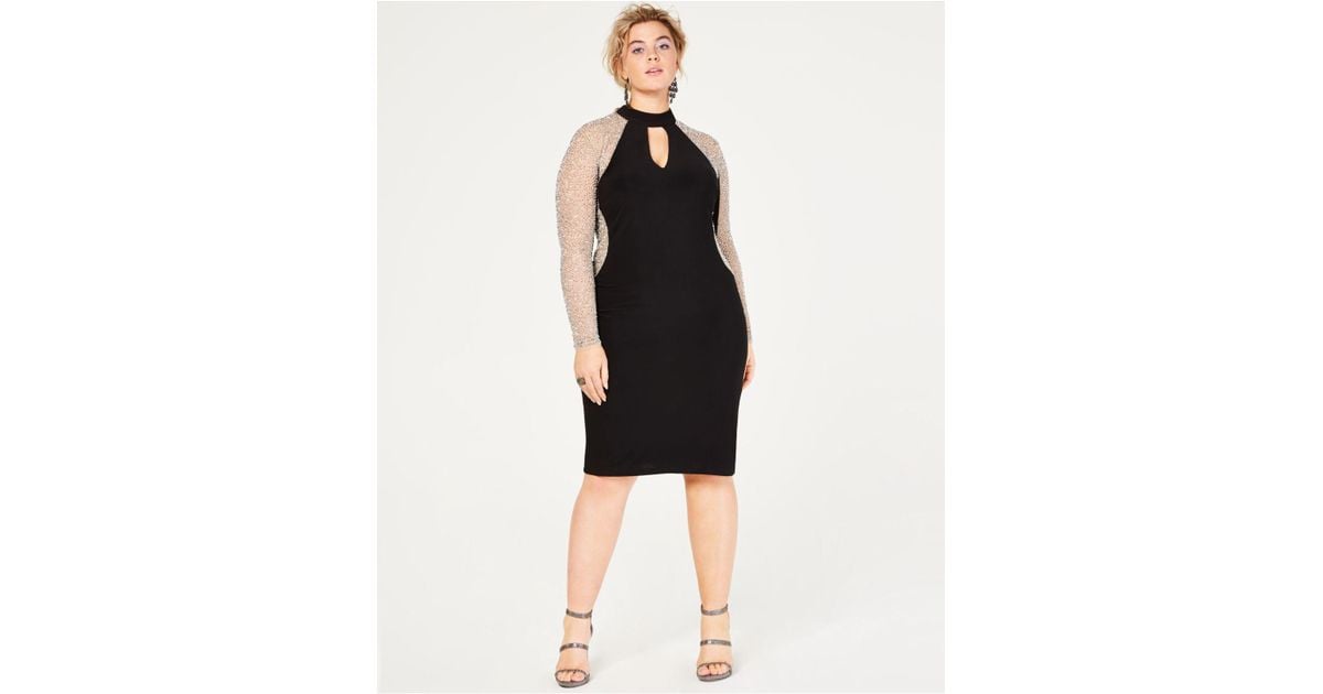 xscape caviar beaded illusion gown