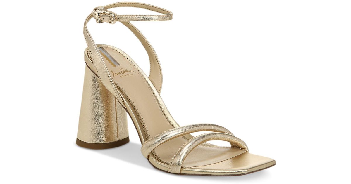 Sam Edelman Leather Kia Strappy Dress Sandals in Metallic - Lyst