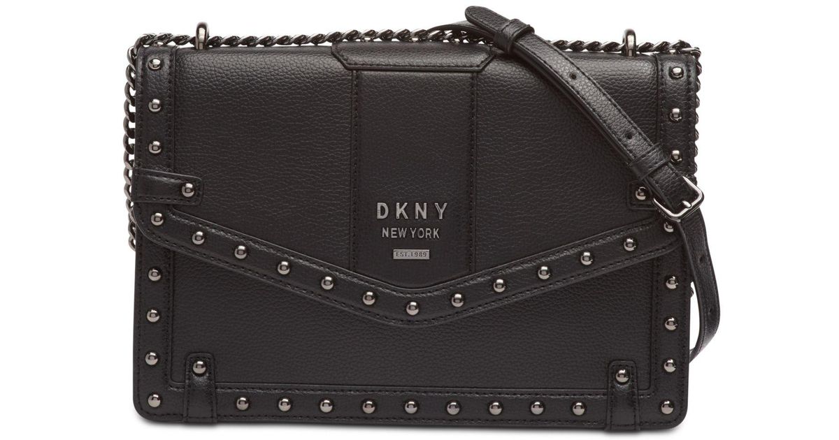 DKNY Leather Whitney Studded Shoulder 
