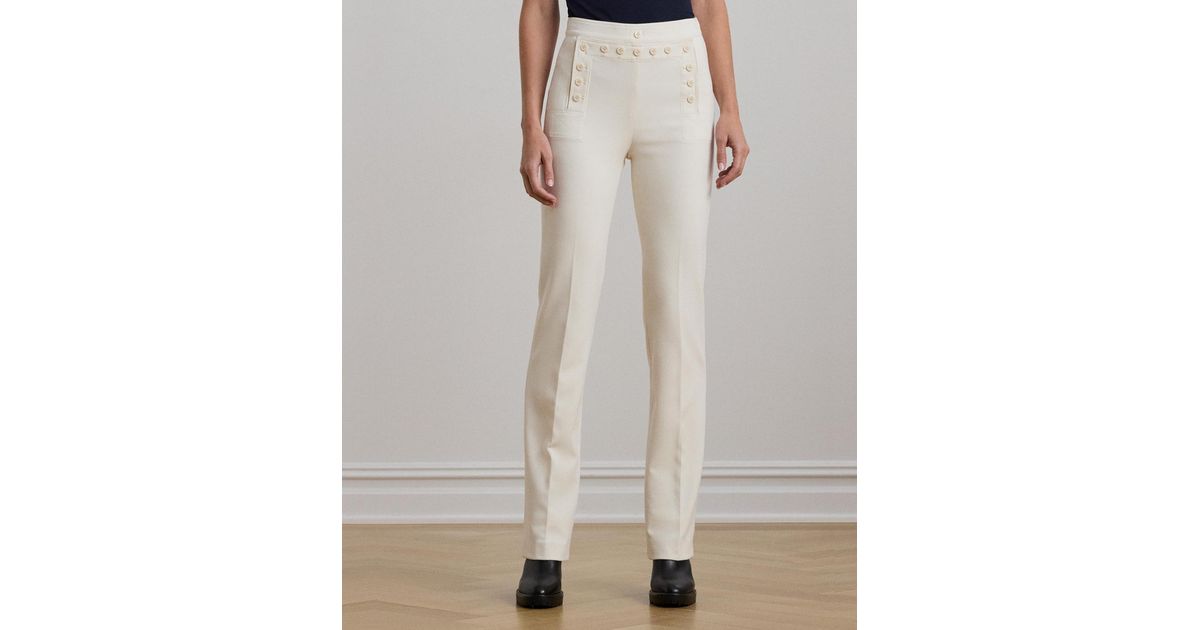 Ralph Lauren Double-faced Crepe Sailor Pants in Natural | Lyst