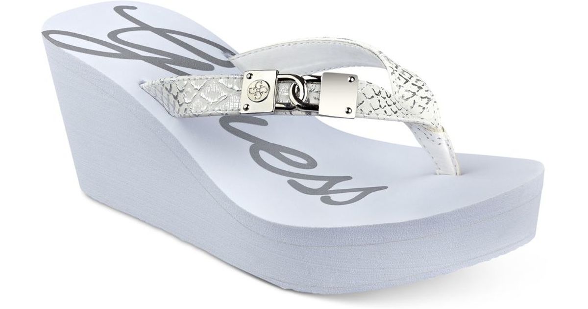 guess white flat sandals