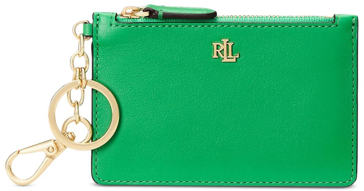 Lauren by Ralph Lauren Leather Zip Card Case in Green Lyst