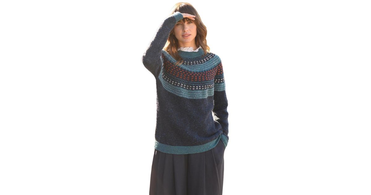 Celtic & Co. Float Stitch Yoke Donegal Sweater in Blue | Lyst
