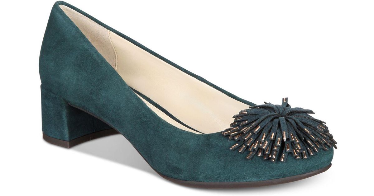green block heel pumps
