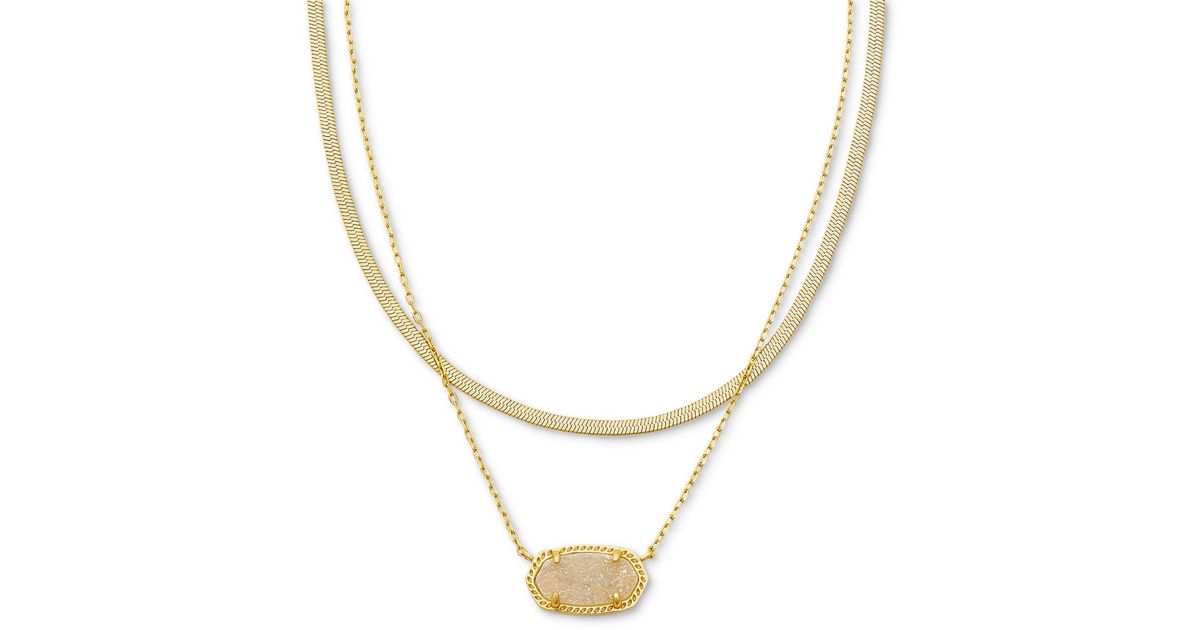 Kendra Scott 14k Goldplated Drusy Stone & Herringbone Chain Layered
