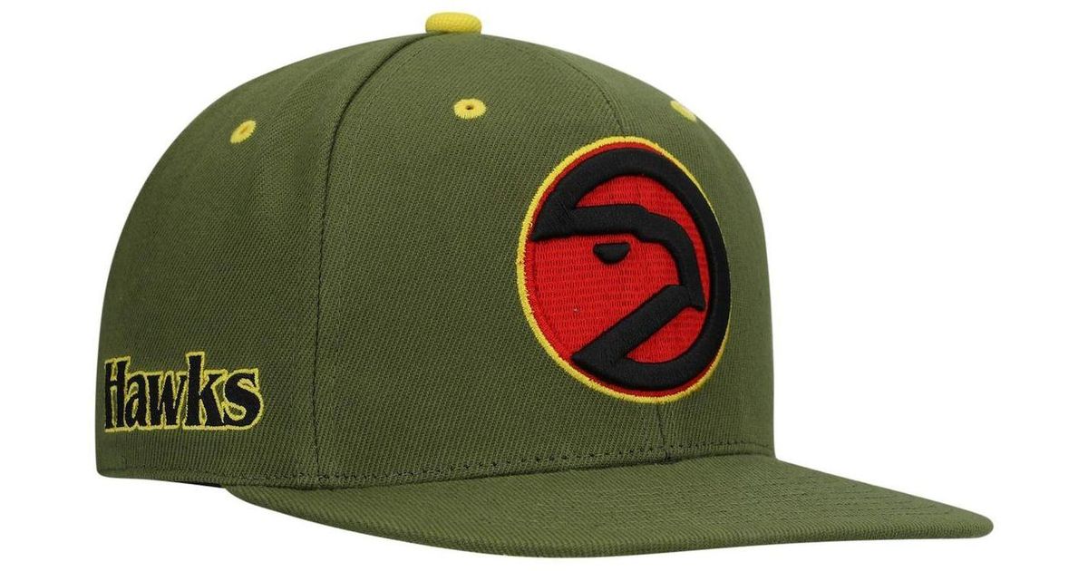 Mitchell & Ness Synthetic X Lids Olive Atlanta Hawks Hardwood Classics