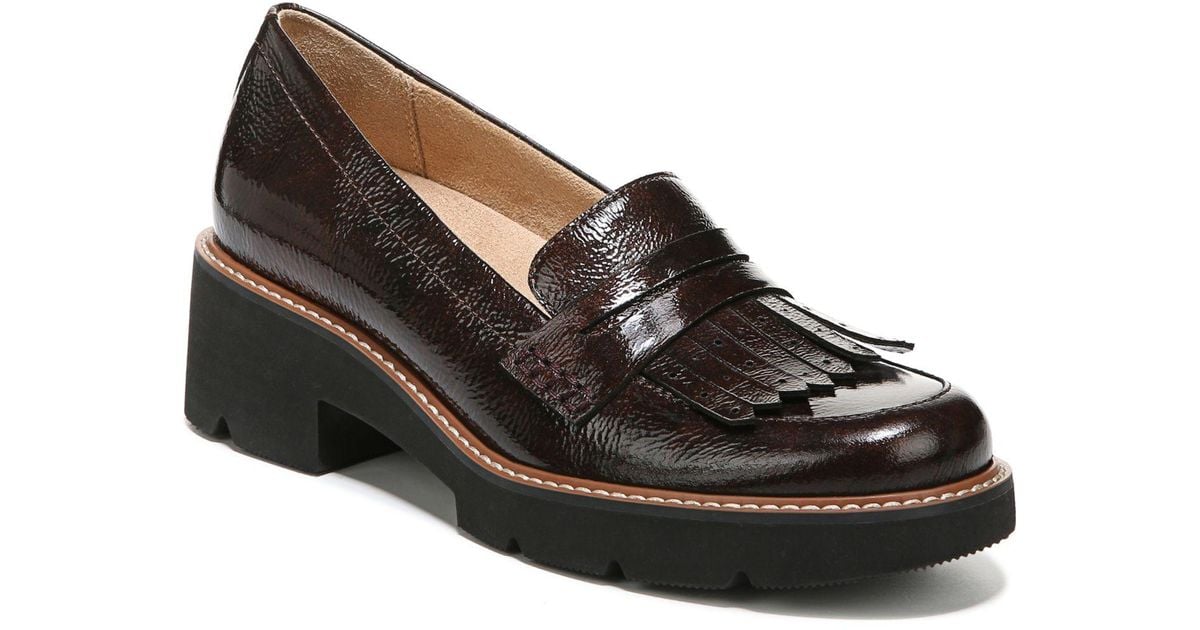 Naturalizer Leather Darcy Lug Sole Loafers in Cinnamon Patent Leather