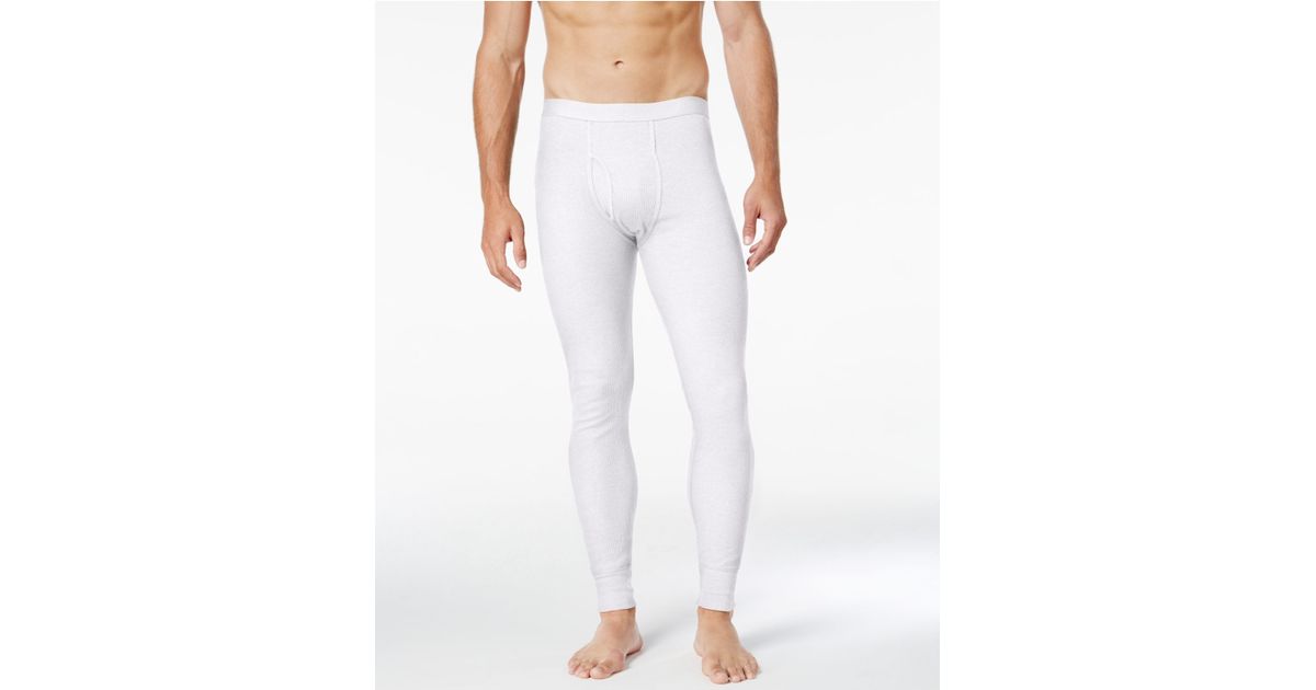 Alfani Cotton Underwear, Waffle Knit Thermal Long Underwear in White