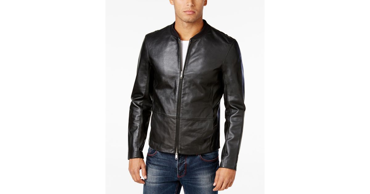 Armani exchange Men's Foundation Leather Bomber Jacket in Black for Men