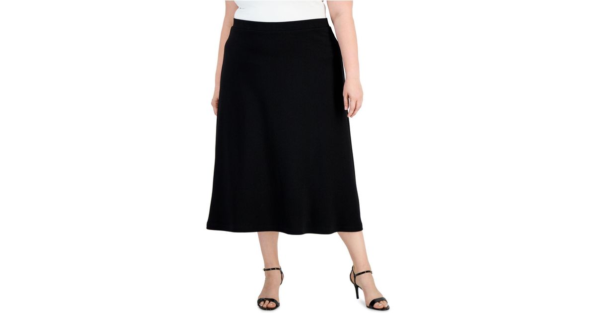 Kasper Synthetic Plus Size Cross-hatch Skirt in Black | Lyst