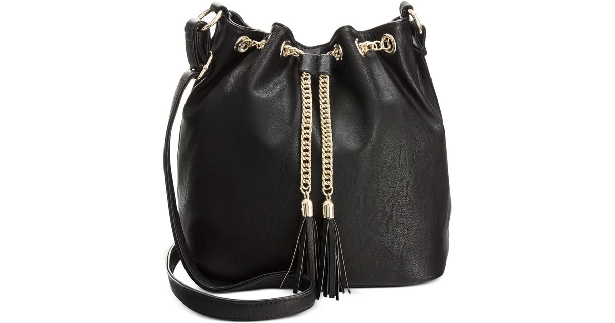 Inc International Concepts Earth Tribal Bucket Drawstring Black