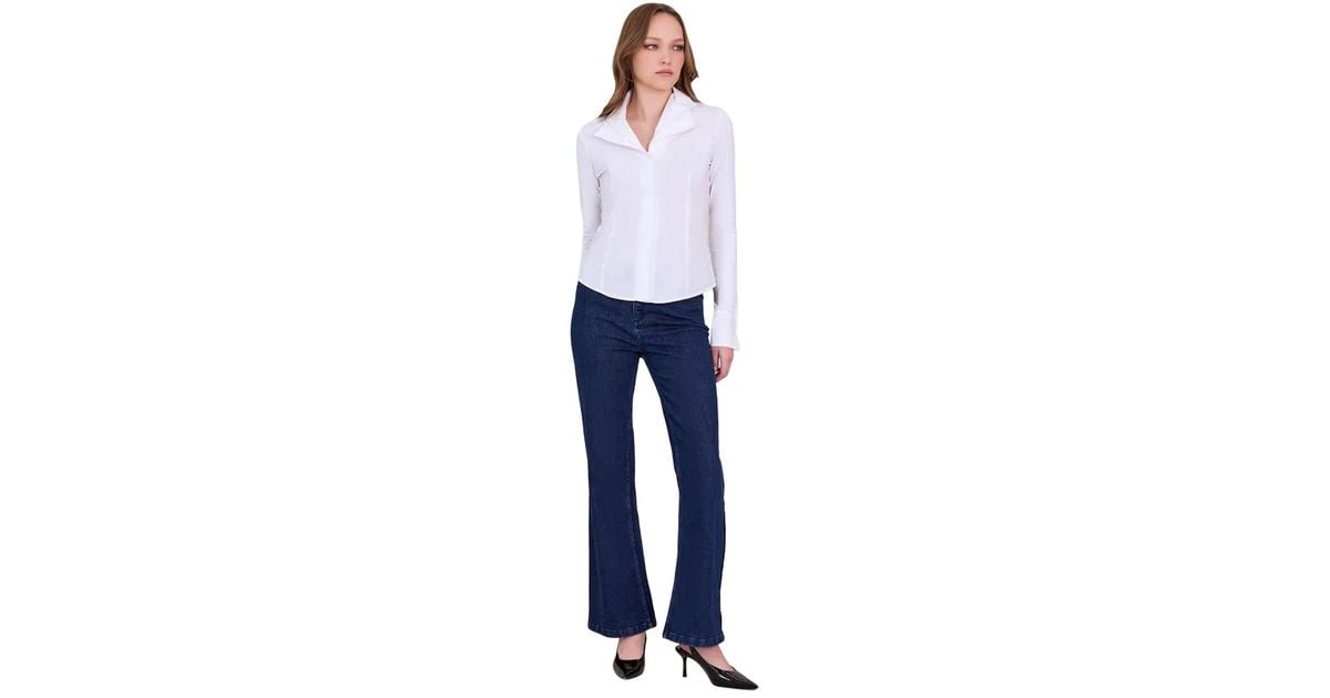 Anne Fontaine Christie Double-collar Long-sleeve Shirt in Blue | Lyst