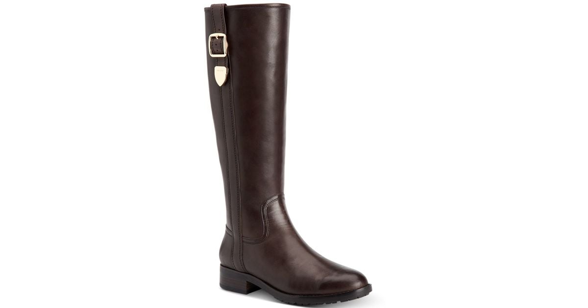 COACH Easton Widecalf Tall Riding Boots in Brown Lyst