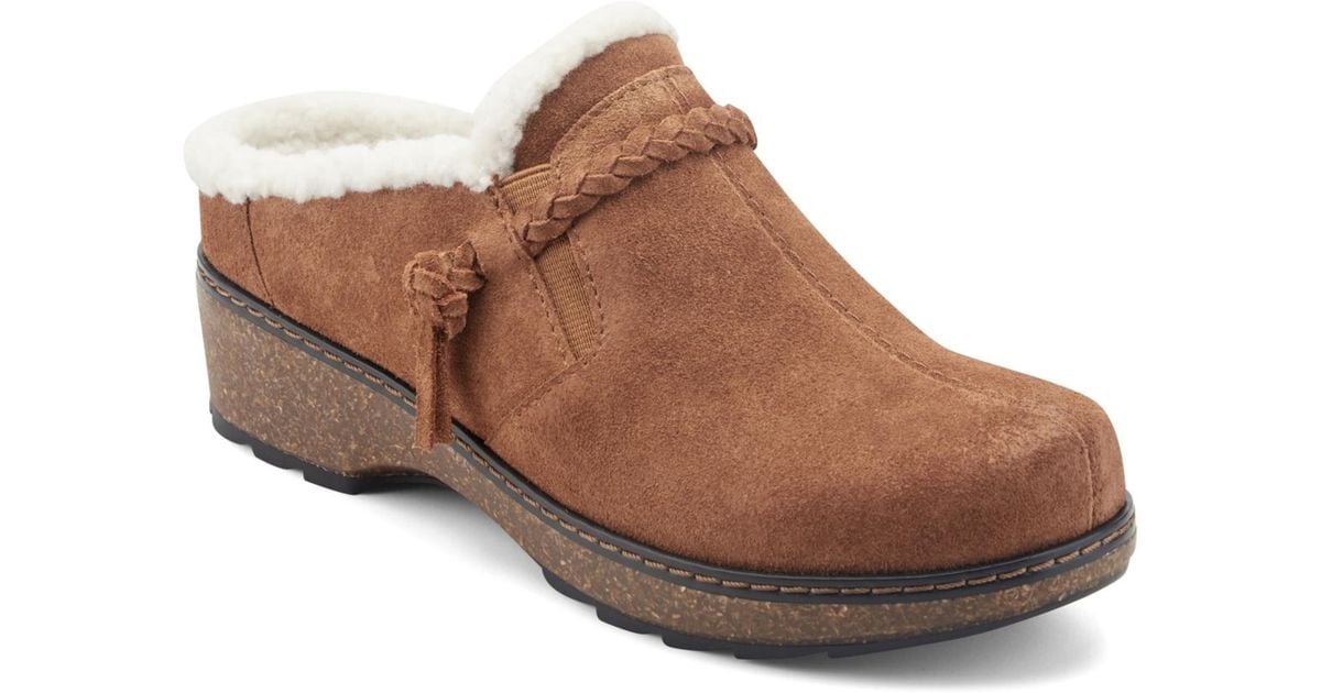 Earth Kattia Suede Braided Arch Support Slip-on Clogs in Brown | Lyst