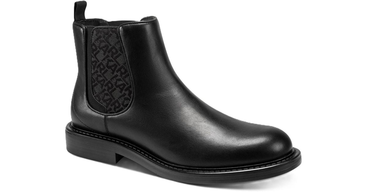 KARL LAGERFELD Didier Jacquard Chelsea Boots in Black for Men | Lyst