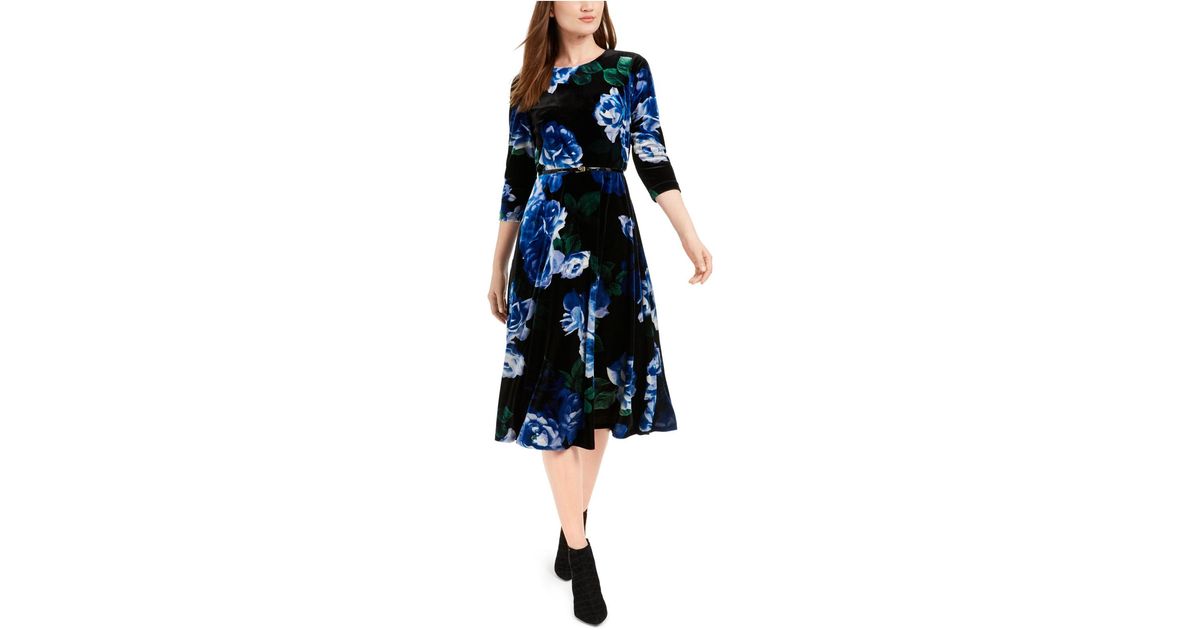 calvin klein blue velvet dress